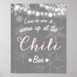 Chilli Bar sign Pink snowflake Chilly Rustic
