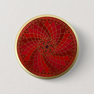 Chilli Bean Swirl Gold Trim Mandala button
