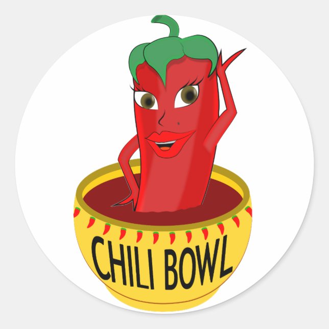 Chilli Bowl Cartoon Drawing Classic Round Sticker (Front)