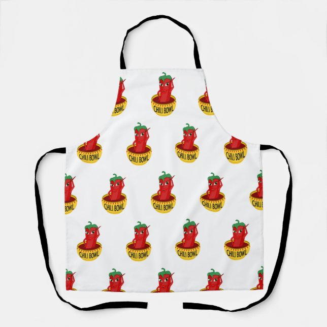Chilli Bowl Cartoon Drawing Pattern Apron (Front)