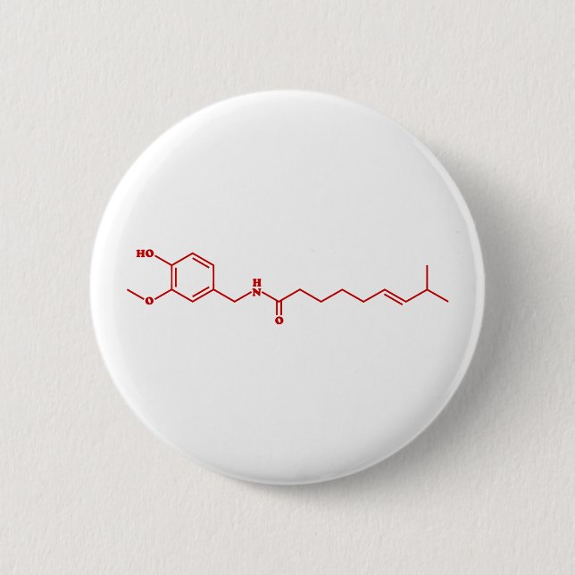 Chilli Capsaicin Molecular Chemical Formula 6 Cm Round Badge (Front)