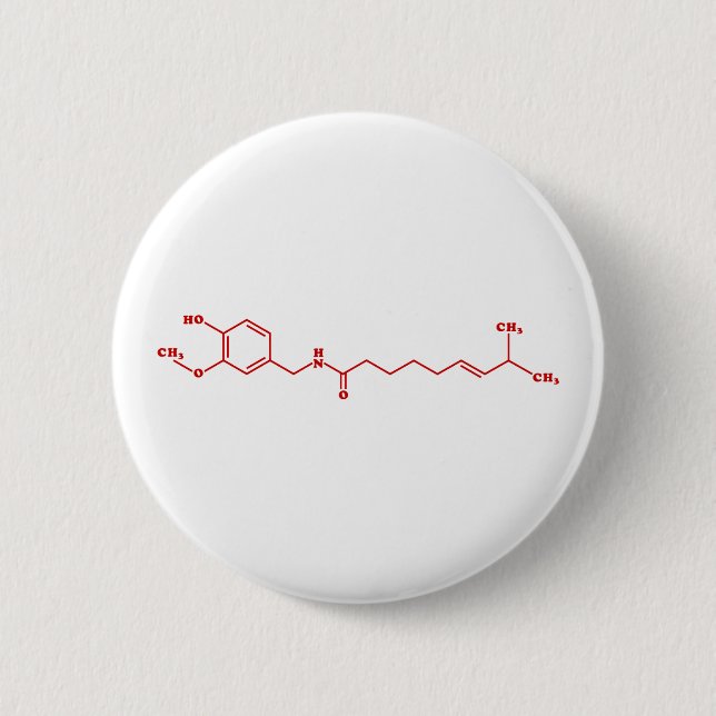 Chilli Capsaicin Molecular Chemical Formula 6 Cm Round Badge (Front)