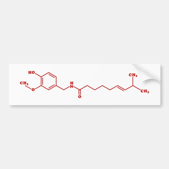 Chilli Capsaicin Molecular Chemical Formula Bumper Sticker (Front)