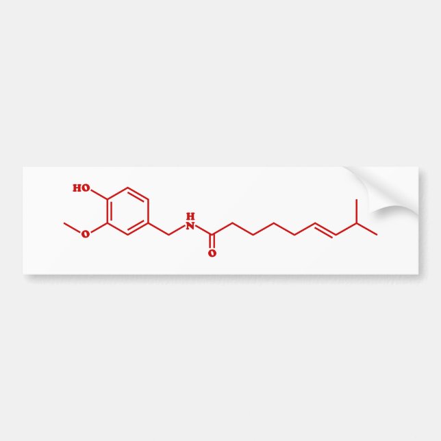 Chilli Capsaicin Molecular Chemical Formula Bumper Sticker (Front)