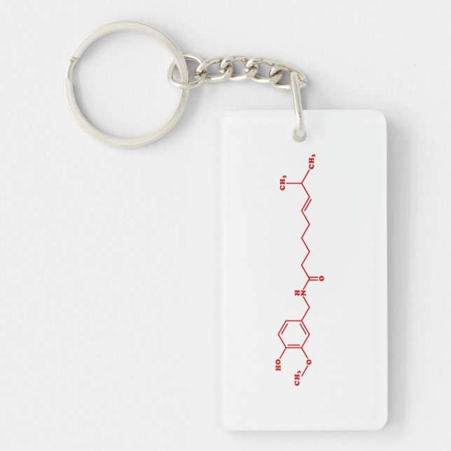 Chilli Capsaicin Molecular Chemical Formula Key Ring (Front)