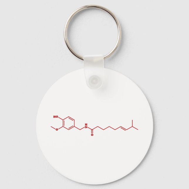 Chilli Capsaicin Molecular Chemical Formula Key Ring (Front)