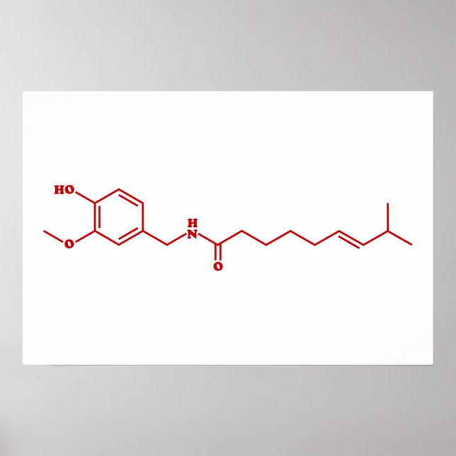 Chilli Capsaicin Molecular Chemical Formula Poster (Front)