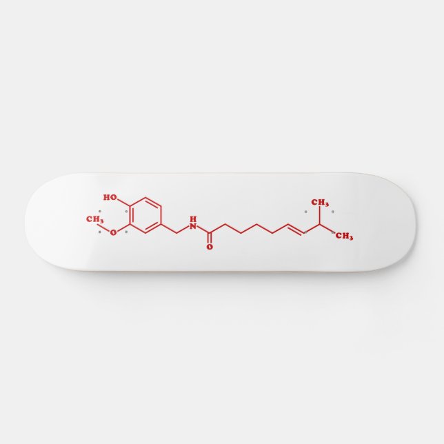 Chilli Capsaicin Molecular Chemical Formula Skateboard (Horz)