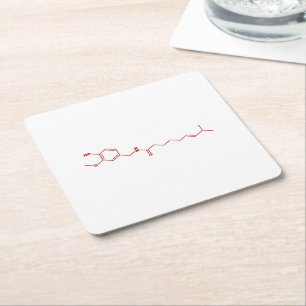 Chilli Capsaicin Molecular Chemical Formula Square Paper Coaster