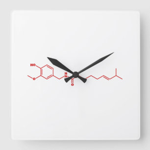 Chilli Capsaicin Molecular Chemical Formula Square Wall Clock