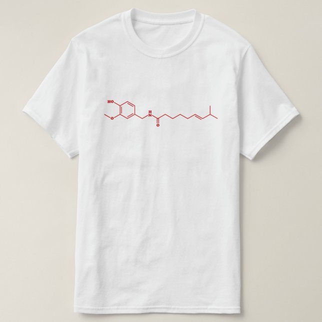 Chilli Capsaicin Molecular Chemical Formula T-Shirt (Design Front)