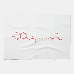 Chilli Capsaicin Molecular Chemical Formula Tea Towel