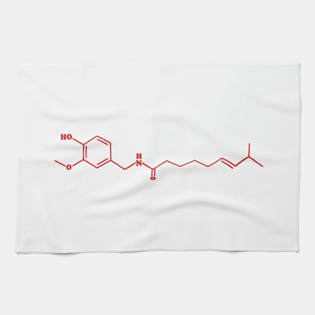Chilli Capsaicin Molecular Chemical Formula Tea Towel (Horizontal)