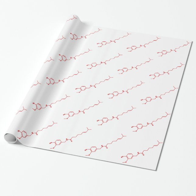 Chilli Capsaicin Molecular Chemical Formula Wrapping Paper (Unrolled)