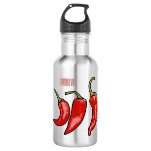 Chilli cartoon illustration 532 ml water bottle