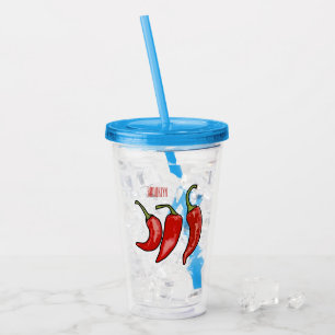 Chilli cartoon illustration acrylic tumbler