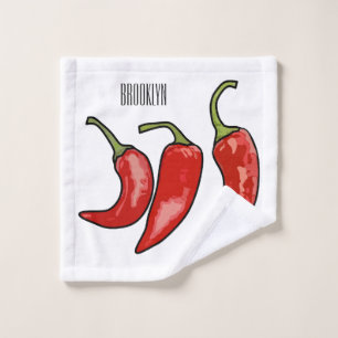 Chilli cartoon illustration bath towel set