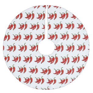 Chilli cartoon illustration brushed polyester tree skirt