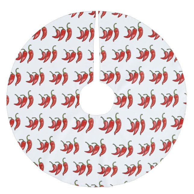 Chilli cartoon illustration  brushed polyester tree skirt (Front)