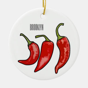 Chilli cartoon illustration ceramic ornament