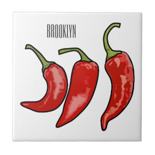 Chilli cartoon illustration ceramic tile