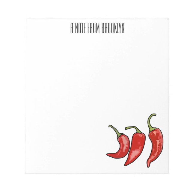 Chilli cartoon illustration  notepad (Front)