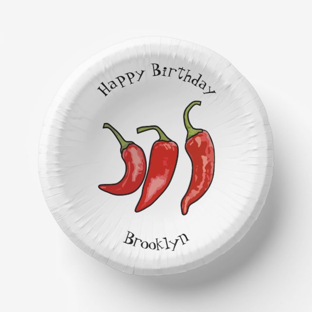 Chilli cartoon illustration  paper plate (Front)