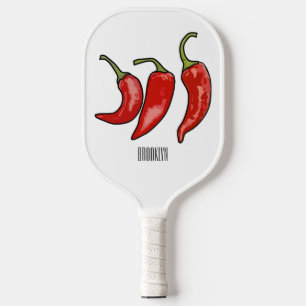 Chilli cartoon illustration  pickleball paddle