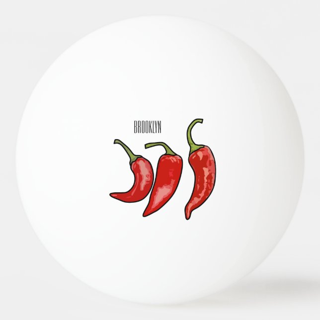 Chilli cartoon illustration  ping pong ball (Front)