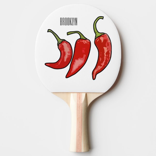 Chilli cartoon illustration  ping pong paddle (Front)