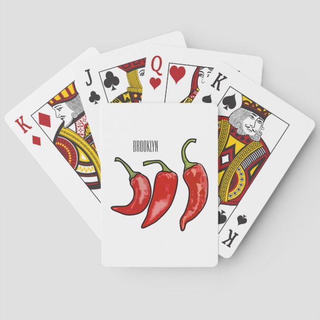 Chilli cartoon illustration  playing cards (Back)
