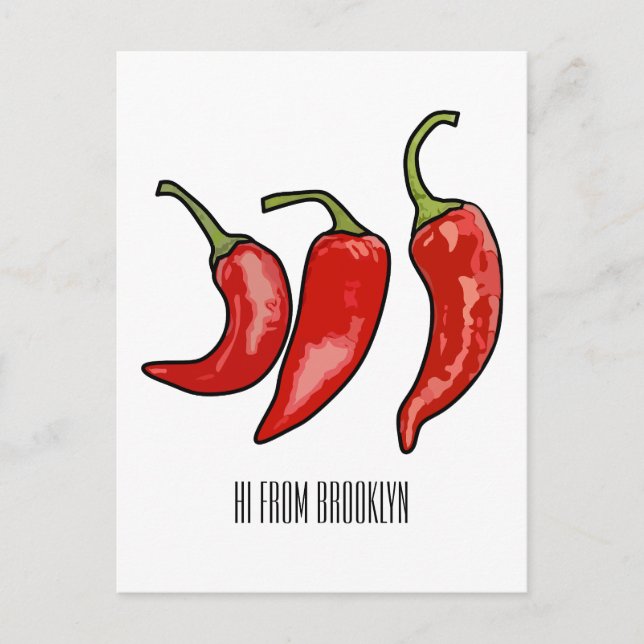 Chilli cartoon illustration  postcard (Front)