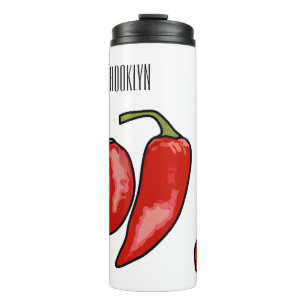 Chilli cartoon illustration  thermal tumbler
