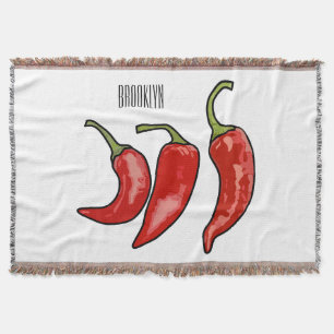 Chilli cartoon illustration throw blanket