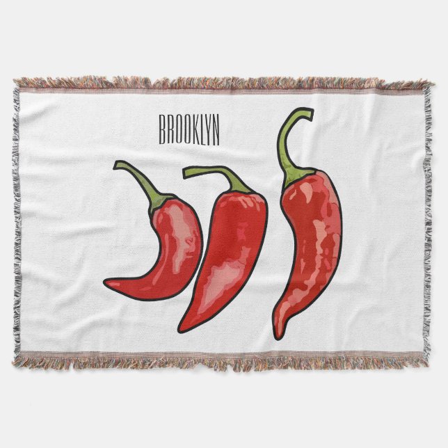 Chilli cartoon illustration  throw blanket (Front)