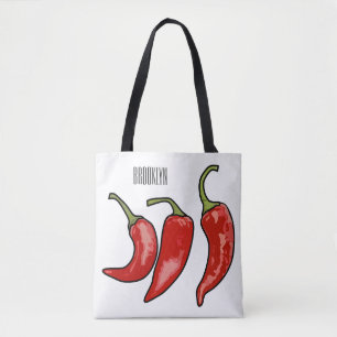 Chilli cartoon illustration tote bag