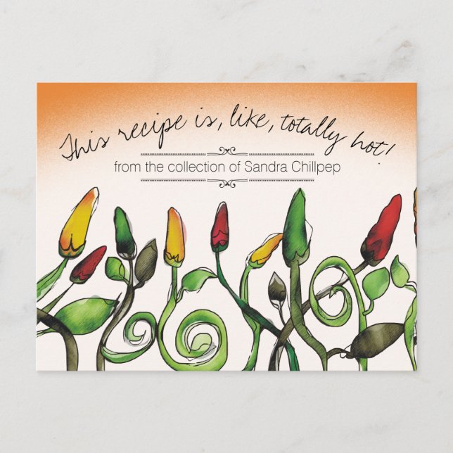 Chilli chile peppers Mexican cooking recipe card (Front)