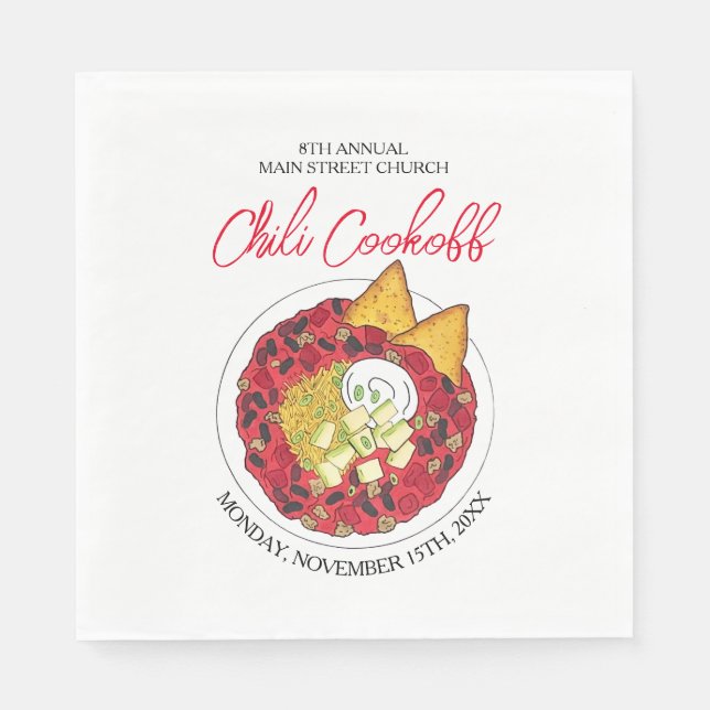 Chilli Chilli Soup Cookoff Competition Supper Food Napkin (Front)