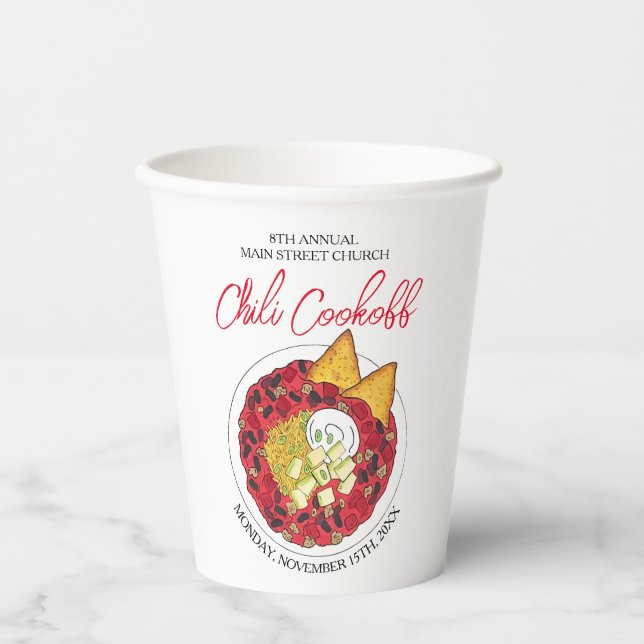 Chilli Chilli Soup Cookoff Competition Supper Food Paper Cups (Front)
