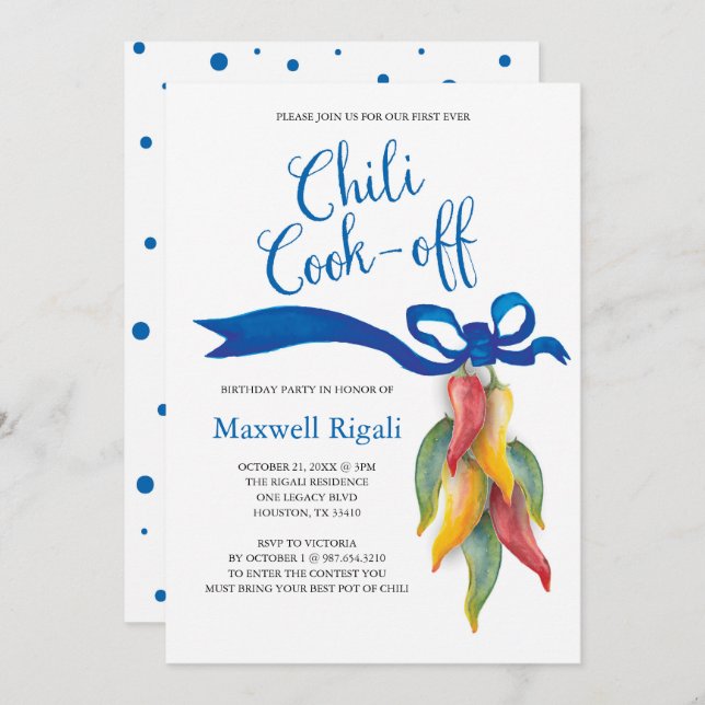 Chilli Cook Off Adult Birthday Invitation (Front/Back)