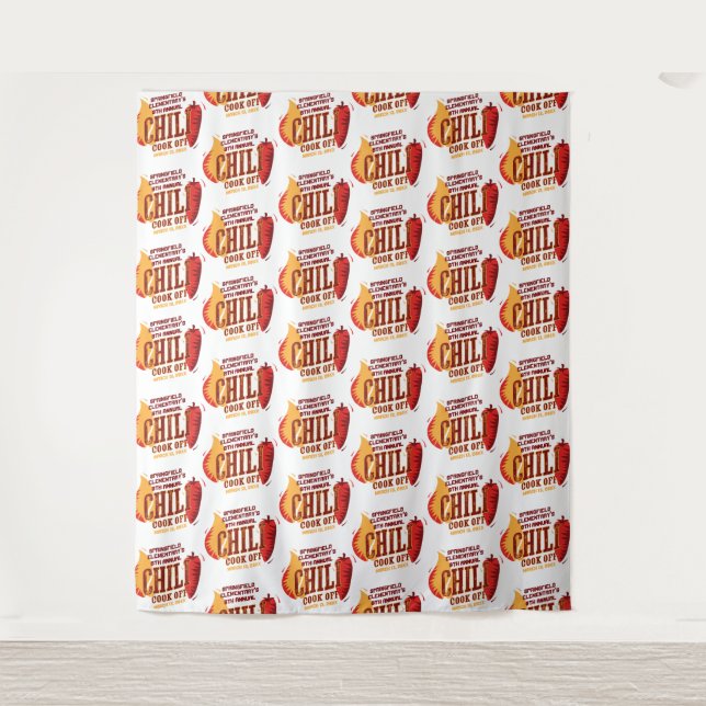 Chilli Cook Off | BBQ Contest Step and Repeat Tapestry (Front)