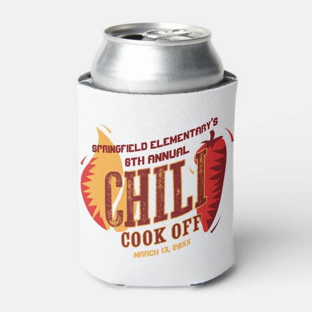 Chilli Cook Off | BBQ Cookout Contest Can Cooler (Can Front)