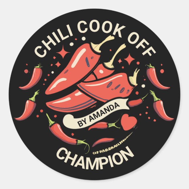Chilli Cook Off Champion Classic Round Sticker (Front)