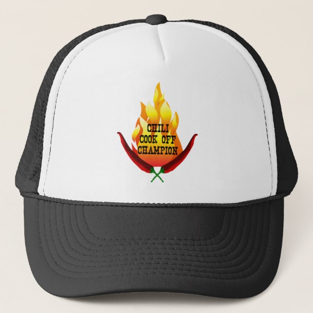 Chilli Cook Off Champion Flame Design Trucker Hat (Front)