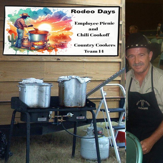  Chilli Cooking Cowboy 1  (Beans or No Beans) Banner (Banner designed for a chili cookoff. Easy to edit text to fit your event.)