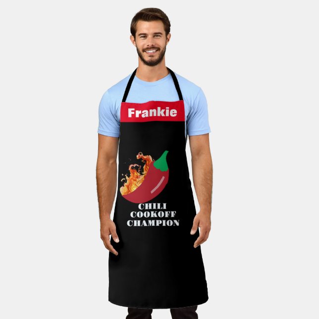 Chilli Cookoff Champion Apron - Custom Flaming Hot (Worn)