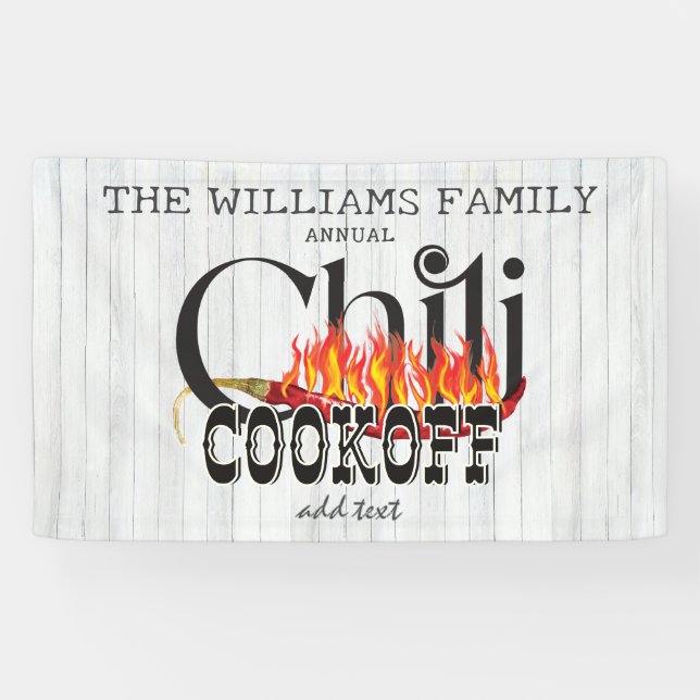Chilli Cookoff Cook Off Contest Rustic Family Part Banner (Horizontal)