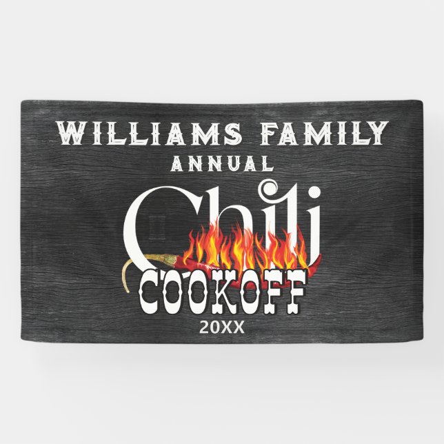 Chilli Cookoff Cook Off Contest Rustic Family Part Banner (Horizontal)