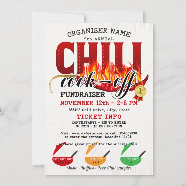 Chilli Cookoff Cook Off Fundraiser Community Party Invitation (Front)