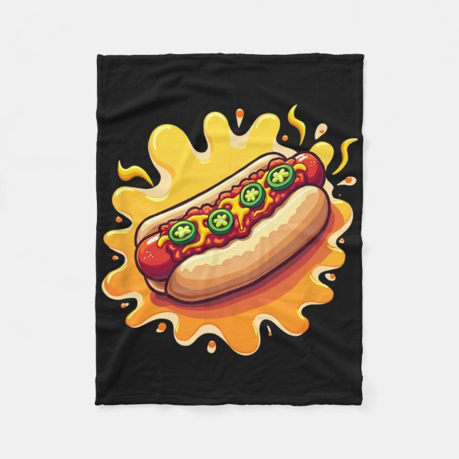 Chilli Dog With Jalepenos Design  Fleece Blanket (Front)